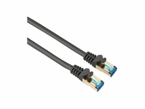 Black Ethernet cable with gold connectors