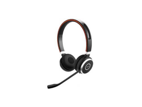 Wireless headset with attached microphone.