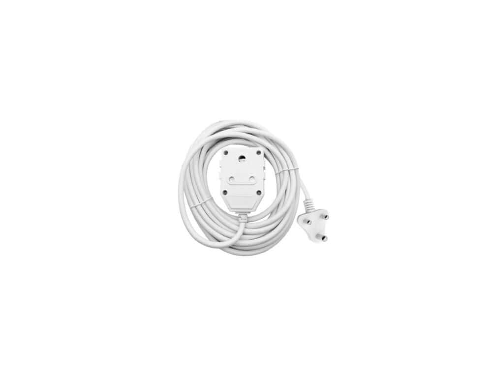 White extension cord coiled neatly
