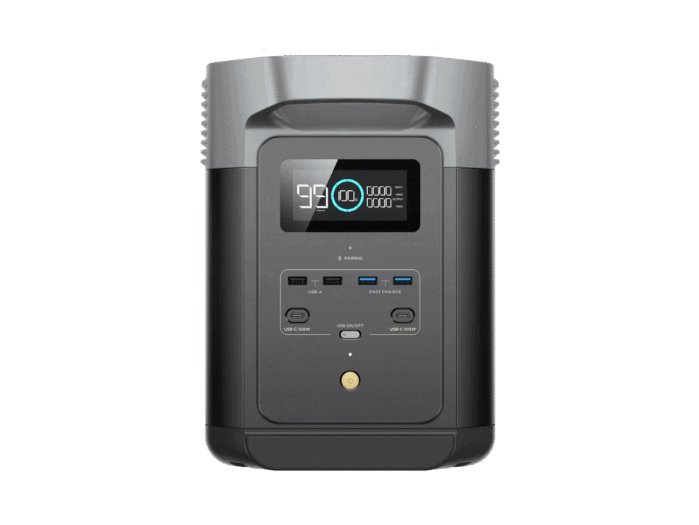 ecoflow delta 2 lithium portable power station 1800w output; 1024wh lfp battery; 500w solar sa socket.