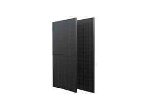 Two black solar panels in white background
