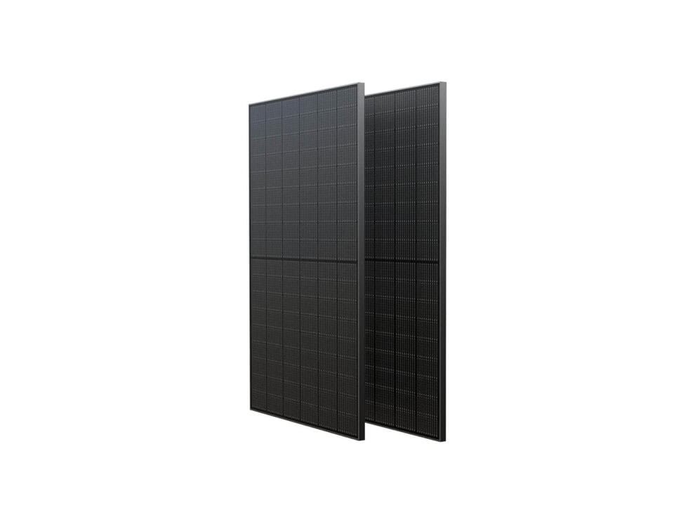 ecoflow rigid 400w solar panels 2 pack Two black solar panels in white background