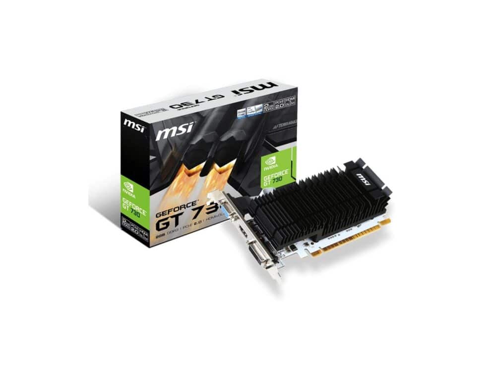 gt 710 2gd3h lp MSI NVIDIA GeForce GT 730 graphics card with box.