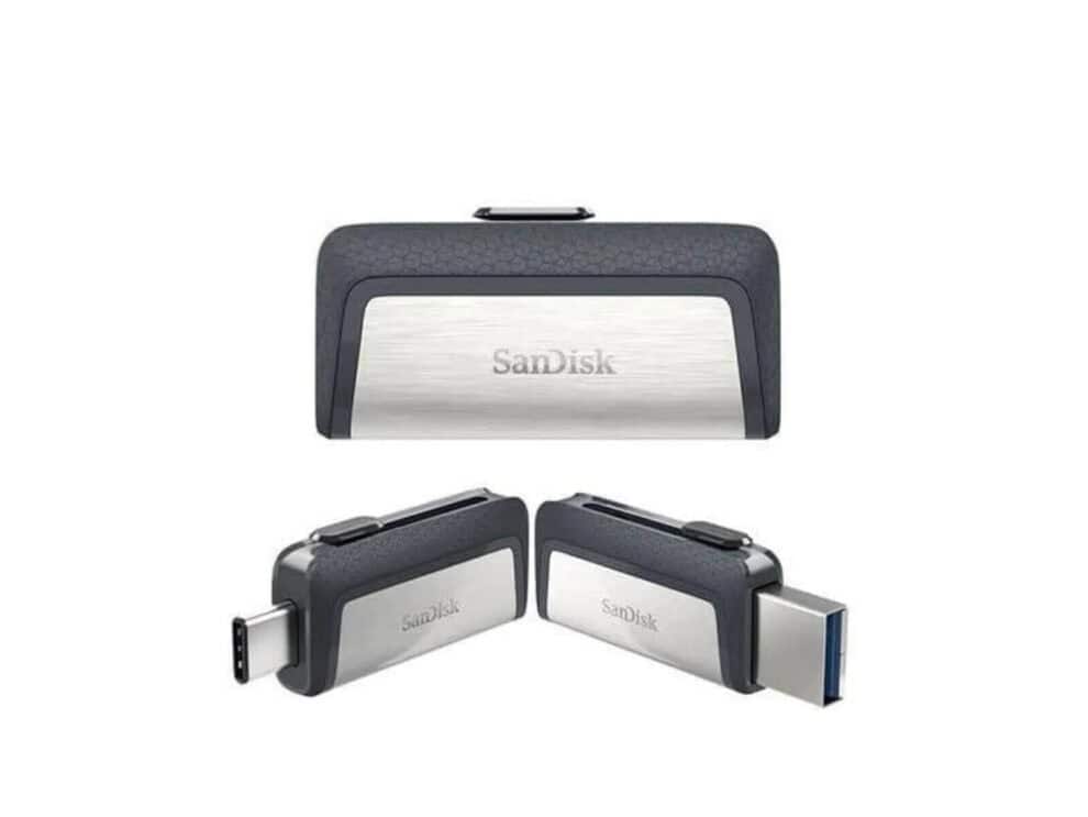 sandisk ultra dual drive usb type c flash drive 128gb SanDisk flash drives with USB and USB-C connectors.