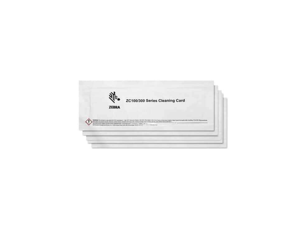 zebra cleaning card kit (improved); zc100/300; 5 cards ZC100/300 Series Cleaning Card Pack