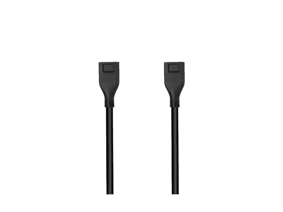 Black FireWire cables isolated on white background