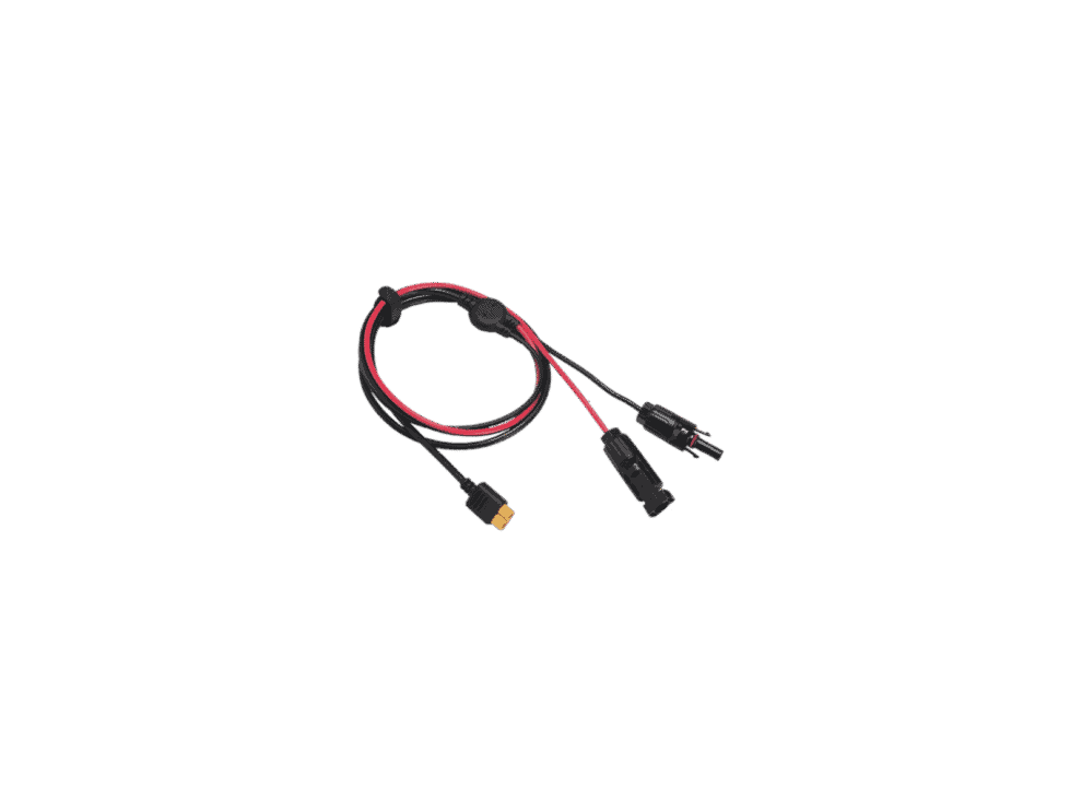 ecoflow solar mc4 to xt60 3.5m charging cable USB cable with two connectors on black background.