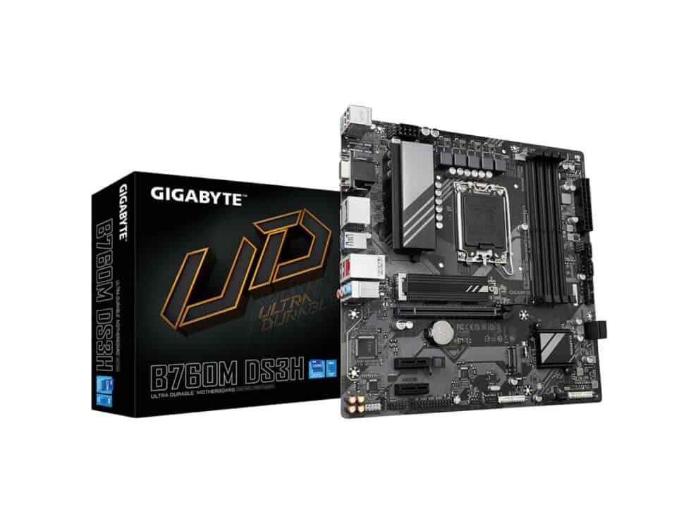 gigabyte intel® b760 chipset for 12th/13th gen lga 1700; 4x ddr5; 2x m2; vga/hdmi/dp x2; matx. gigabyte intel® b760 chipset for 12th/13th gen lga 1700; 4x ddr5; 2x m2; vga/hdmi/dp x2; matx.