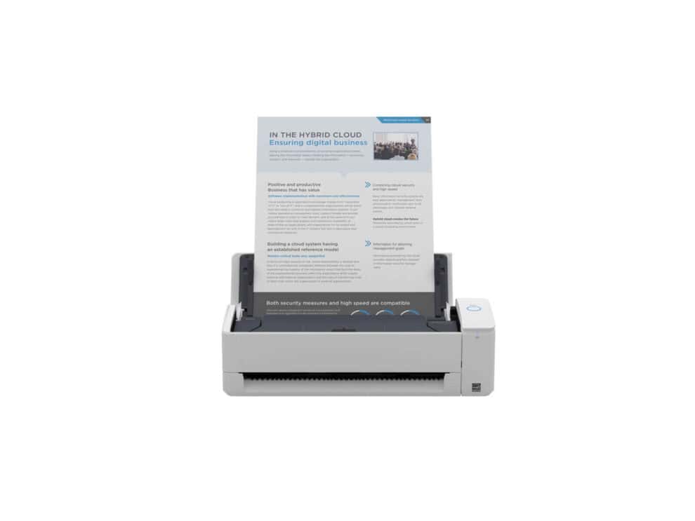 Document scanner processing a paper on hybrid cloud.