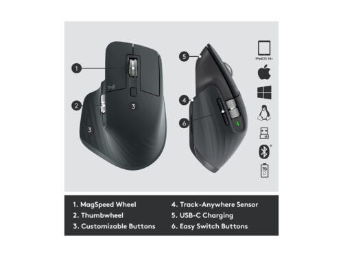 logitech mx master 3s wireless mouse graphite