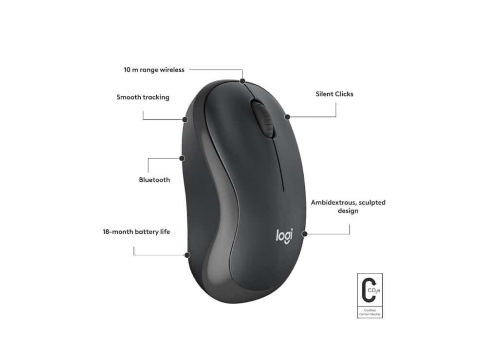 logitech m240 silent bluetooth mouse graphite 2.4ghz/bt n/a emea 808 retail offline box