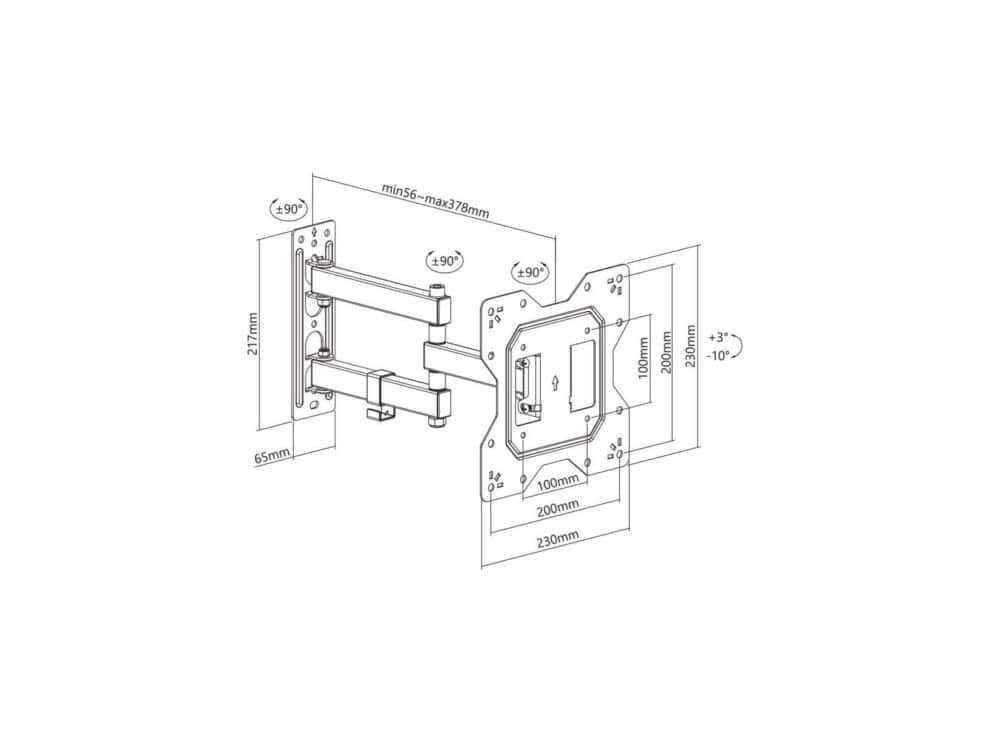 link 23 43" full motion tv wall mount bracket