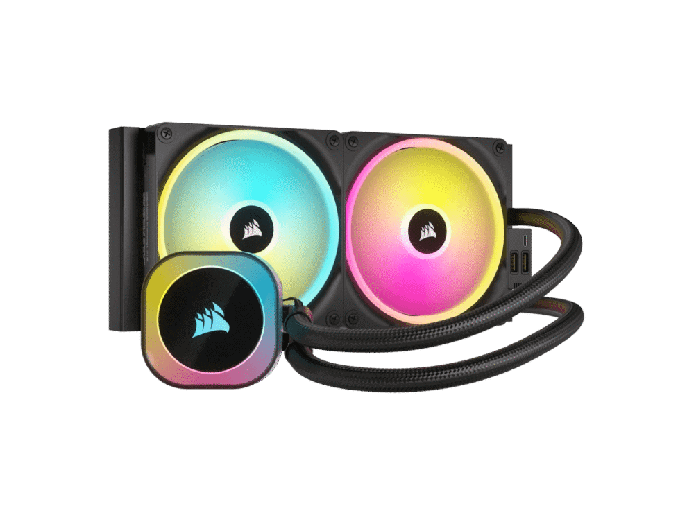corsair icue link h115i rgb liquid cpu cooler qx140 rgb fans 280mm radiator fits intel® lga 1700; amd® am5 hub included