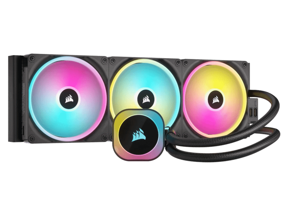 corsair icue link h170i rgb liquid cpu cooler qx140 rgb fans 420mm radiator fits intel® lga 1700; amd® am5 hub included