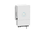 Modern white solar inverter on white background.
