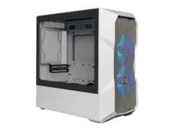 cooler master masterbox td300 white: micro atx; mini itx; mesh front panel; dual argb fans; tempered glass side panel; airflow