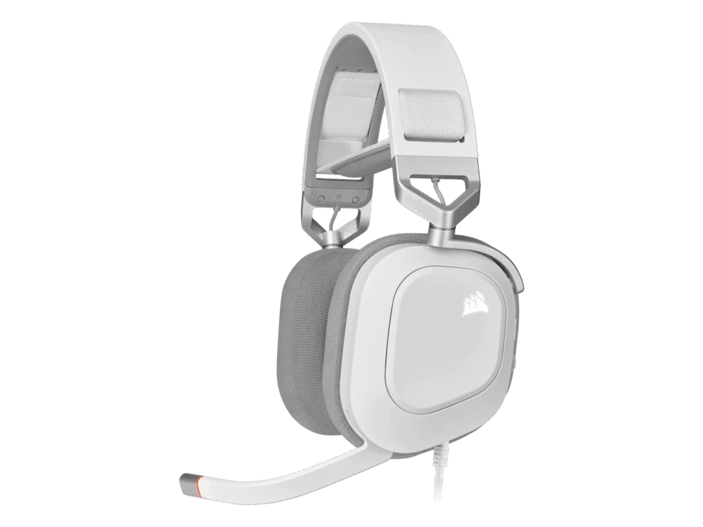 corsair hs80 rgb usb premium gaming headset with 7.1 surround sound; white.