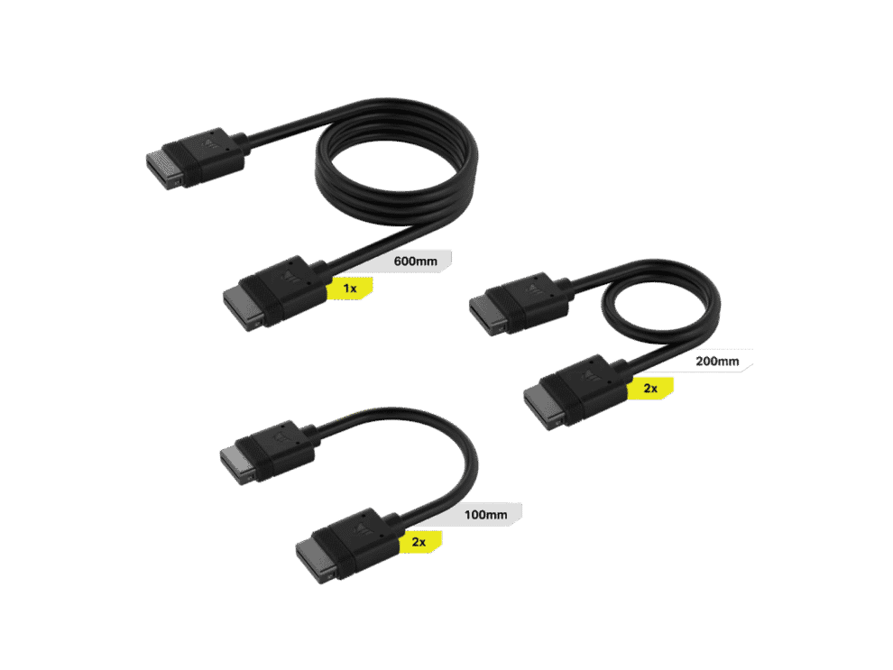 corsair icue link cable kit with straight connectors; black