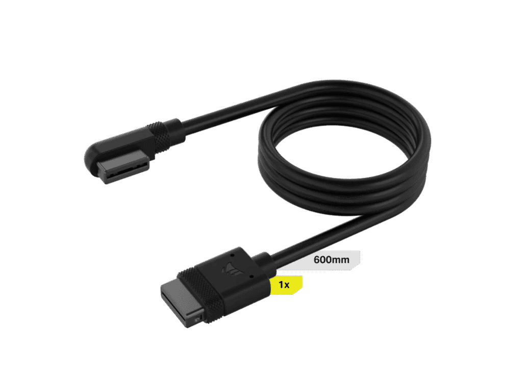 corsair icue link cable; 1x 600mm with straight/slim 90° connectors; black