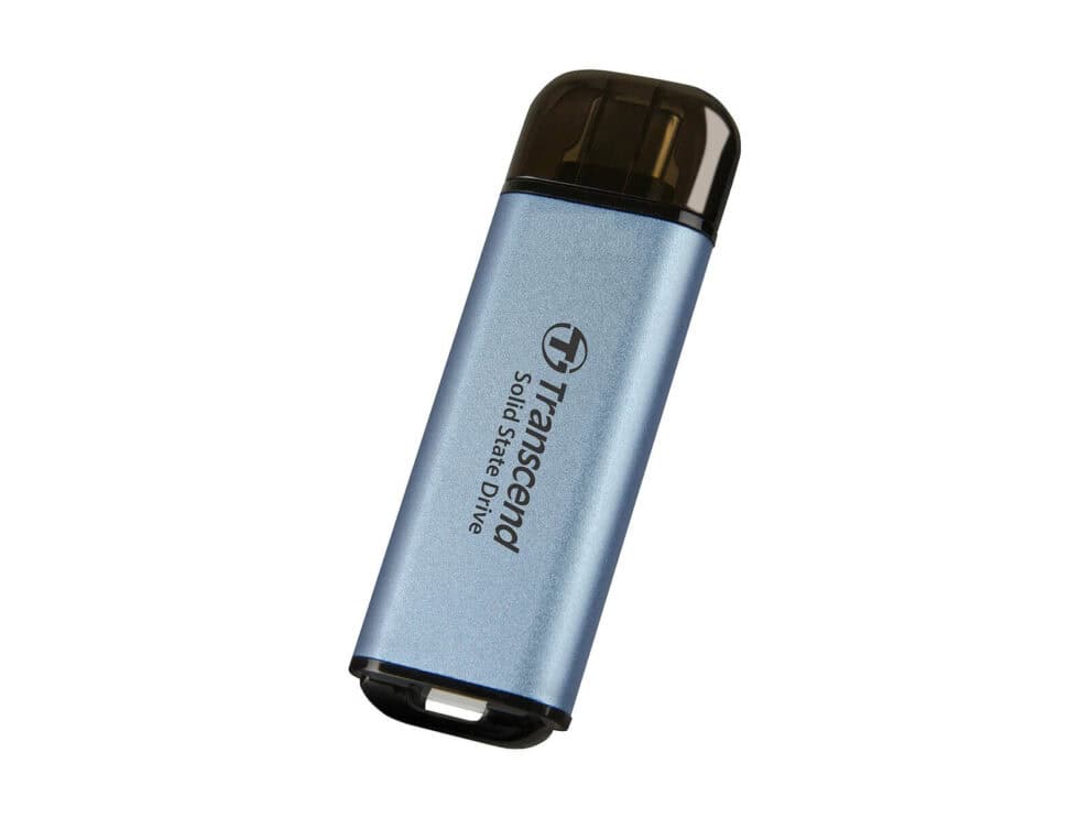 transcend 512 gb esd300c usb3.2 type c (usb 10gbps) otg compact portable ssd read 1050mb/s write 950 mb/s baby blue