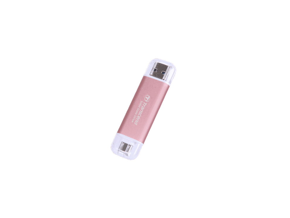 transcend 2 tb esd310c usb3.2 type a & c (usb 10gbps) otg compact portable ssd read 1050mb/s write 950 mb/s pink