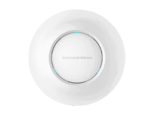 White Grandstream circular Wi-Fi access point.