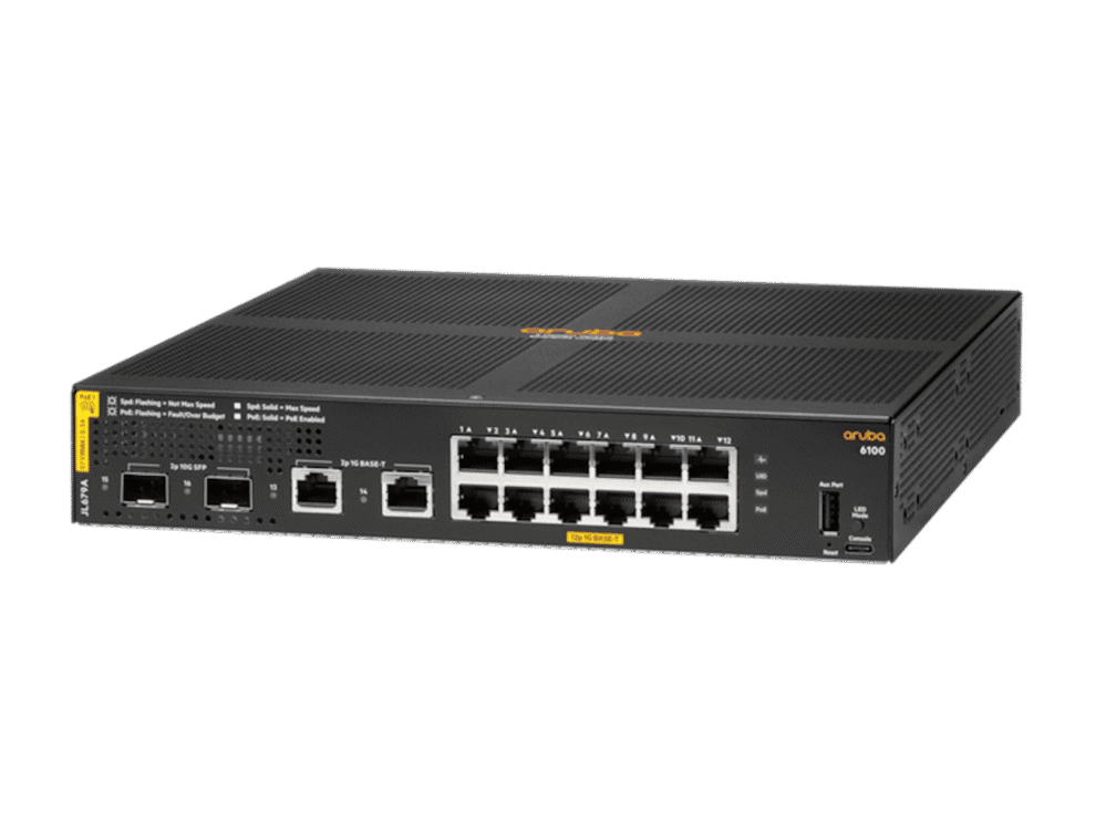 hp aruba 6100 12g cl4 2sfp+ 139w switch