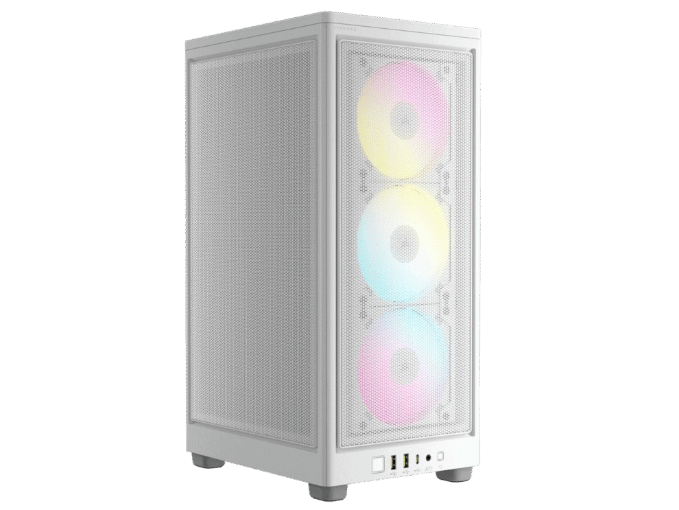2000d icue airflow tempered glass mid tower; white; af slim fans/sf psu only