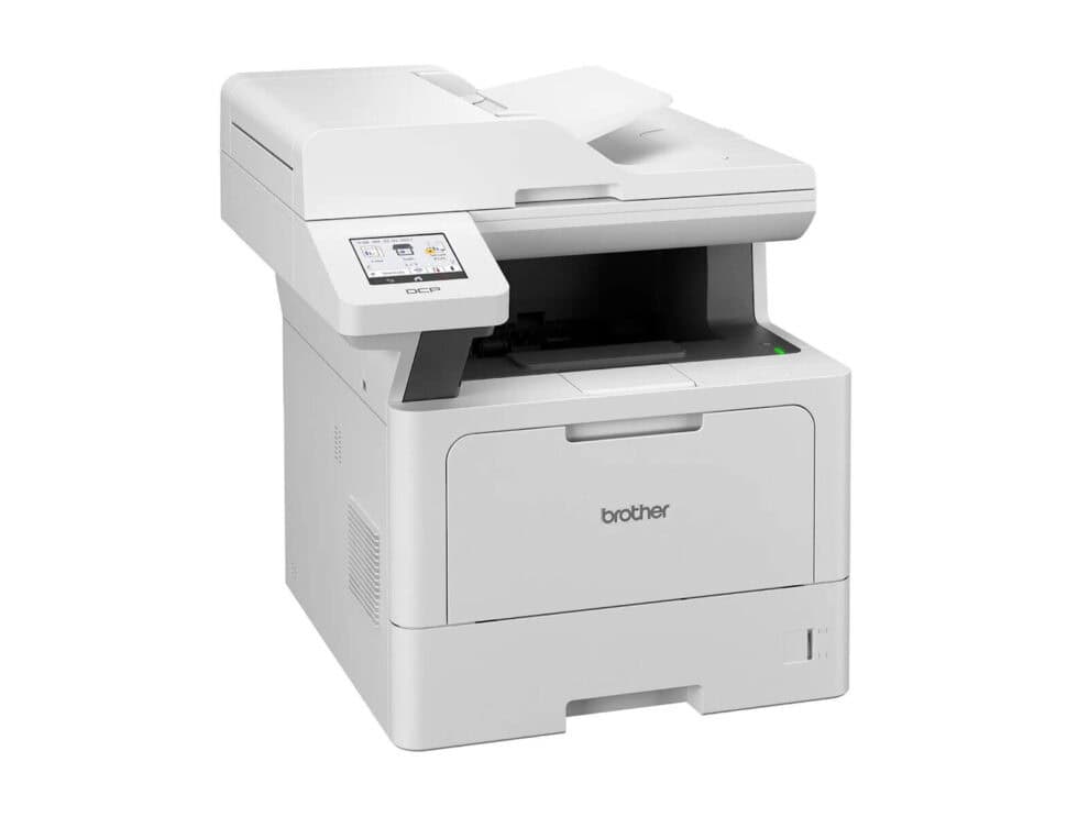 Brother multifunction laser printer on white background.