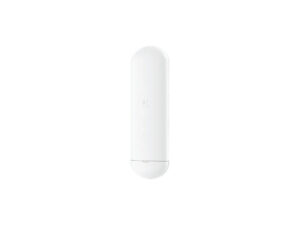White smart home sensor device on white background.