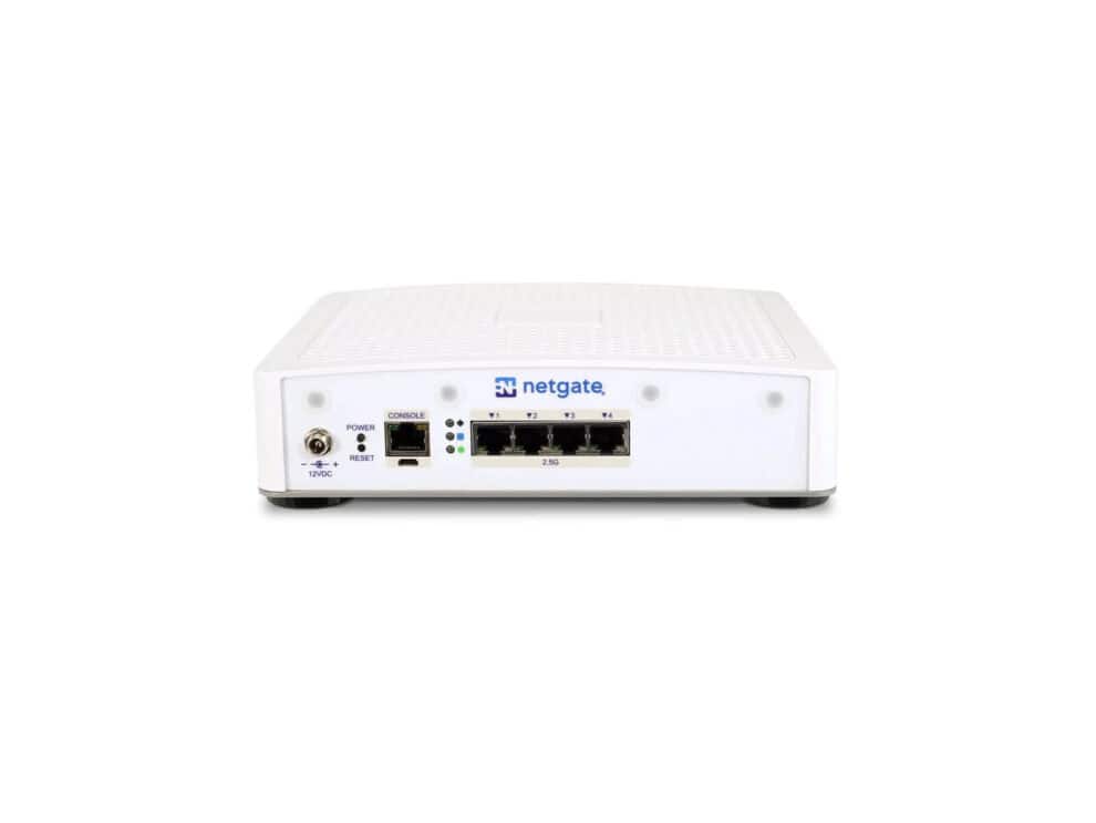 Netgate firewall appliance isolated on white background.