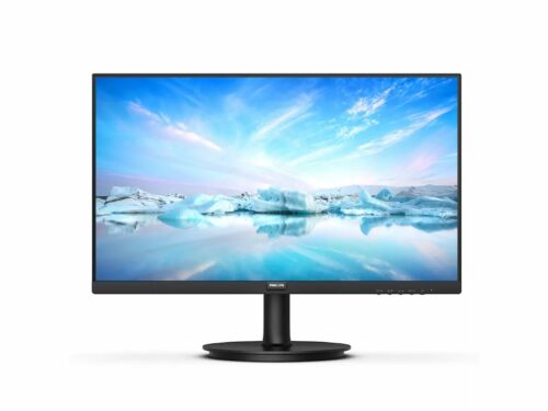 HD monitor displaying vibrant glacier landscape.