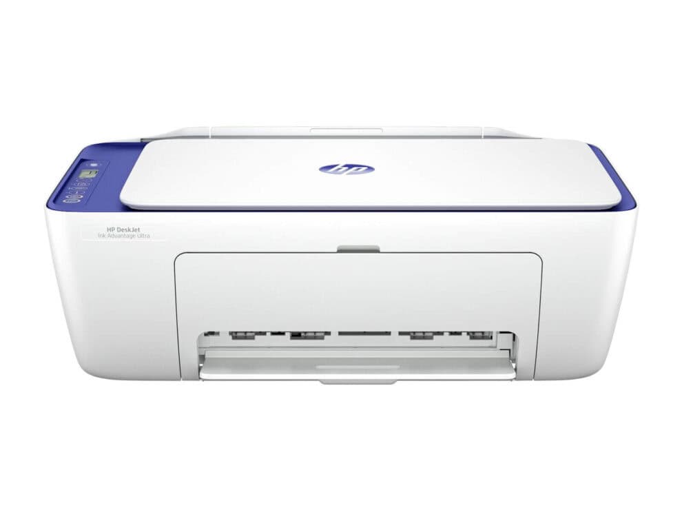 HP DeskJet printer isolated on white background.