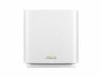 White ASUS wireless router on white background.