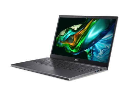 Acer laptop with colorful abstract wallpaper.