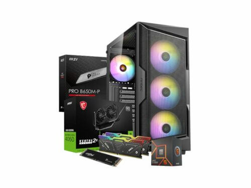 Gaming PC components and boxes displayed.