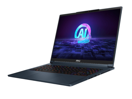 MSI laptop with AI concept on screen