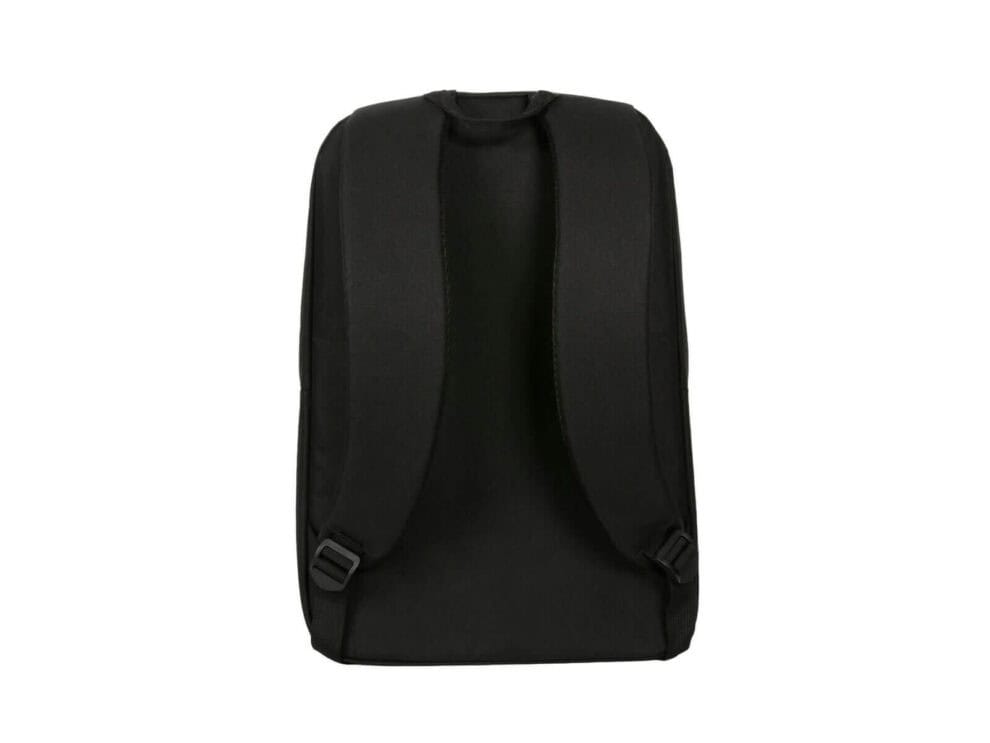 Black backpack isolated on white background.