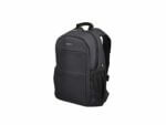Black laptop backpack isolated on white background.