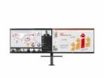 LG QHD monitor displaying graphs and video conference.