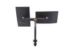 Dual monitors on stand, rear view.