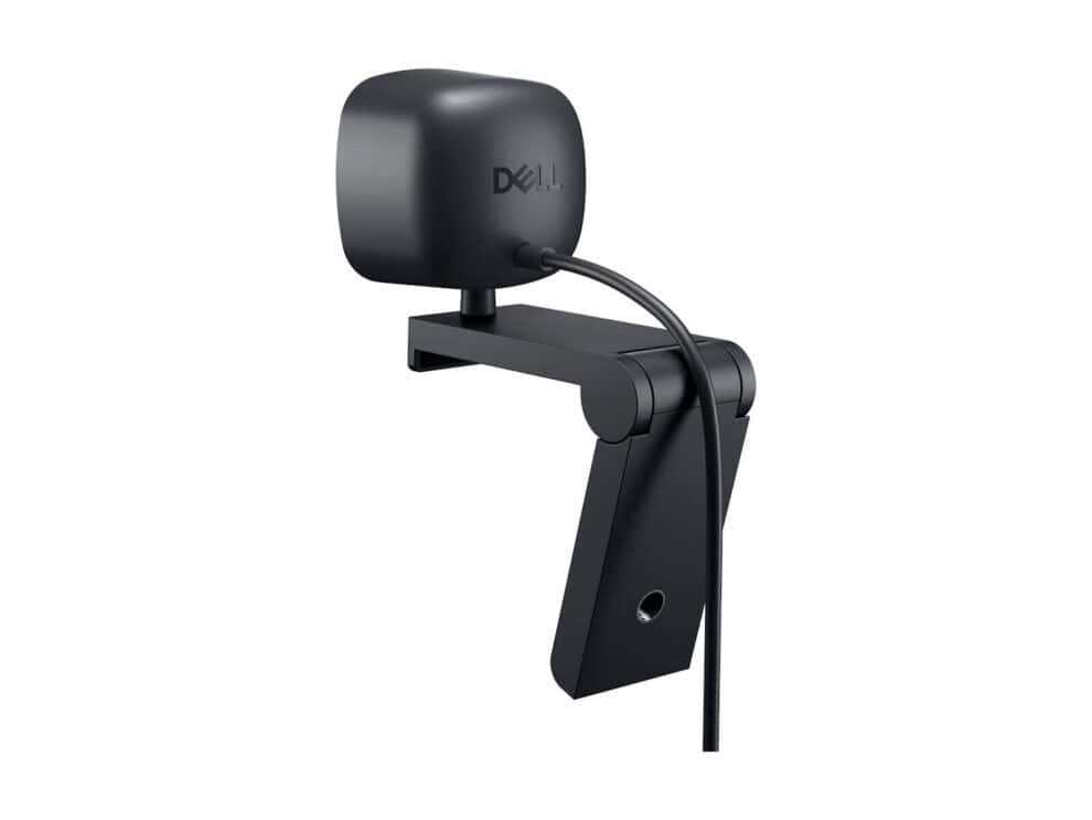 Black modern computer webcam with mount.