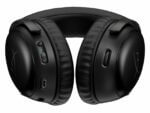Black wireless over-ear headphones with control buttons.