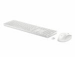 White wireless keyboard and mouse set on white.