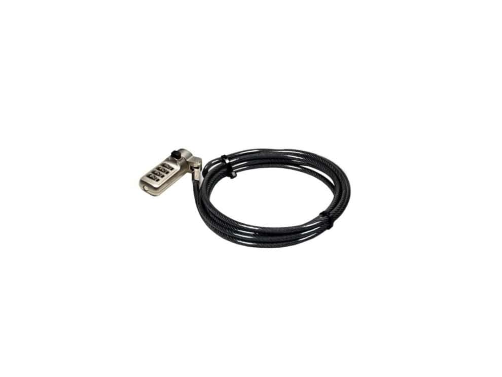 port connect nano slot security combination cable Combination lock security cable on white background.