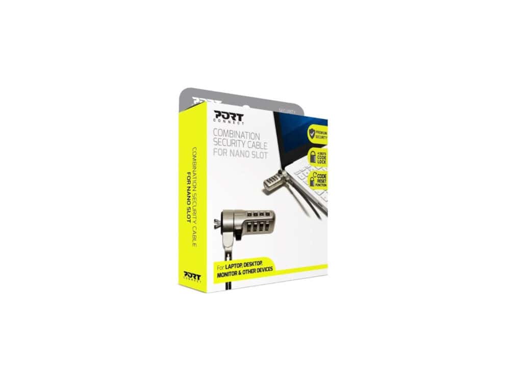 Combination security cable lock packaging for laptops.