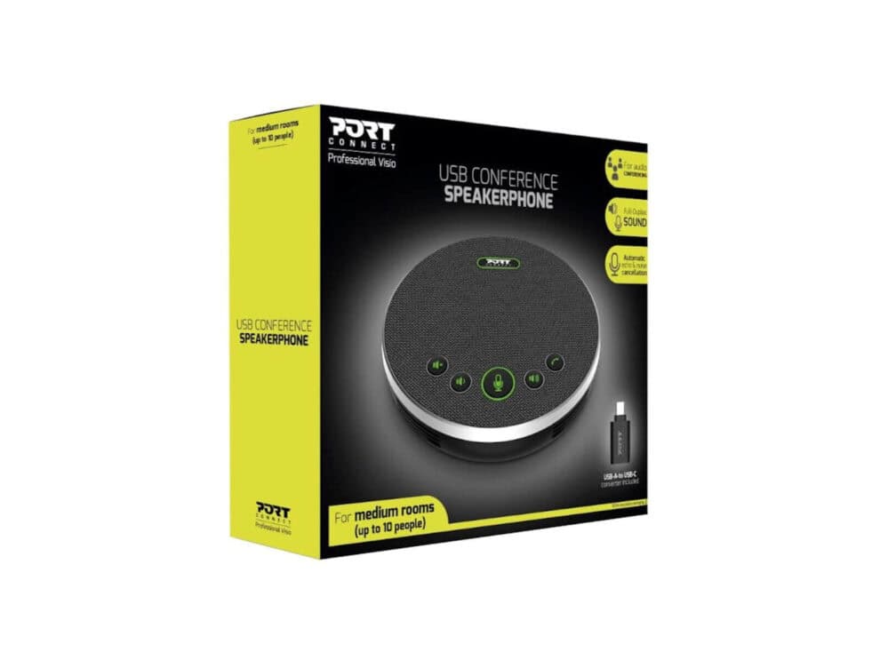 USB conference speakerphone packaging for medium rooms.