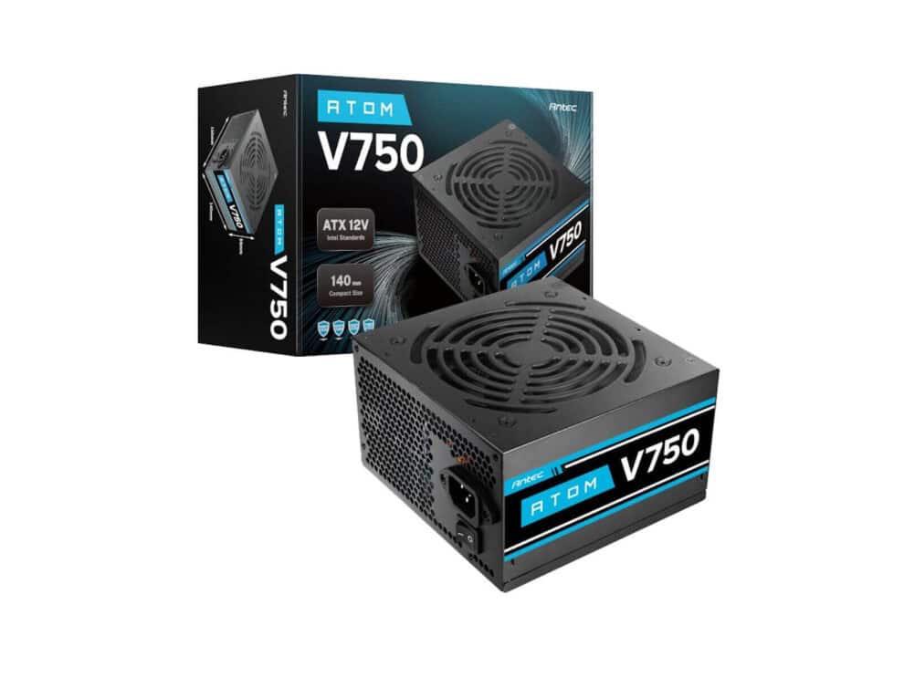 antec atom v750 non modular power supply Antec Atom V750 power supply with packaging.