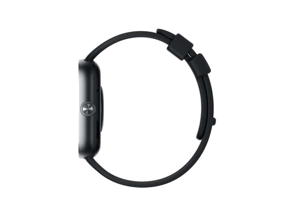 Black smartwatch side view isolated.