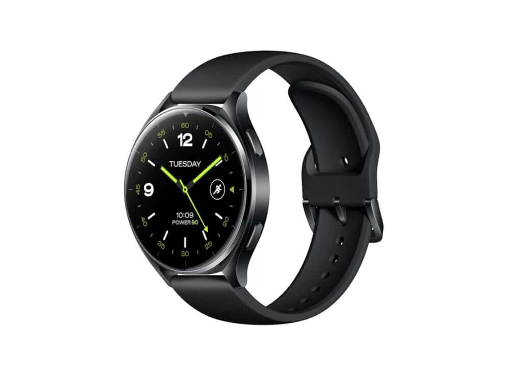 xiaomi smart watch 2 black Black smartwatch with digital display on white background.